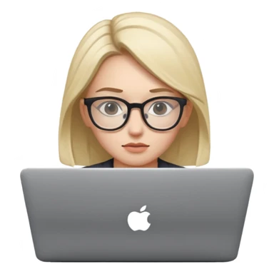 Young woman in front of laptop working from home. Create the second image with a white sticker background. sticker