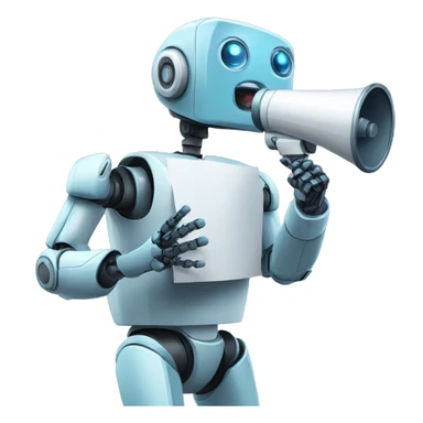 robot holding a megaphone sticker