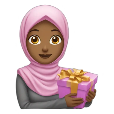 Hijabi girl with a gift box sticker