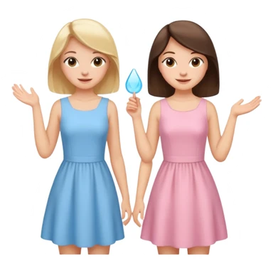happy princesses blonde girl in light blue dress and brunette girl in light pink dress sticker