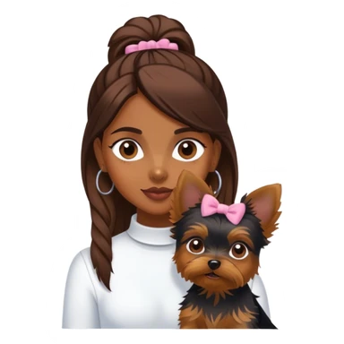 Brown girl with yorkie dog sticker