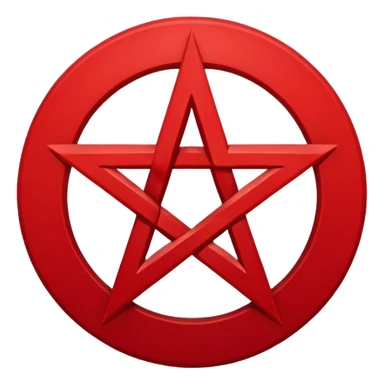 Inverted (point facing down), encircled pentagram, red. One circle, no additional colors. sticker