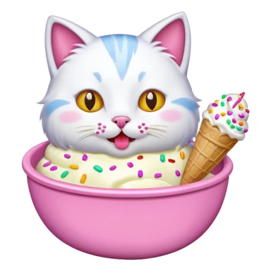 cat icecream in a bowl sticker