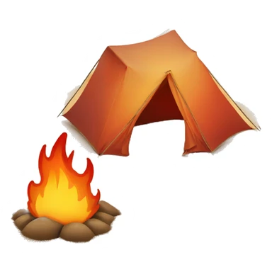 Fire beside a tent with a sand dune sticker