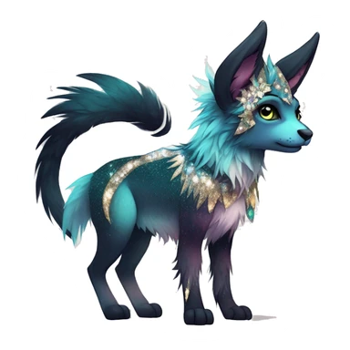 Cool cute Kawaii edgy fantasy animal sparkle fursona Fionbri creature by griffsnuff & LiLaiRa & Falvie full body sticker