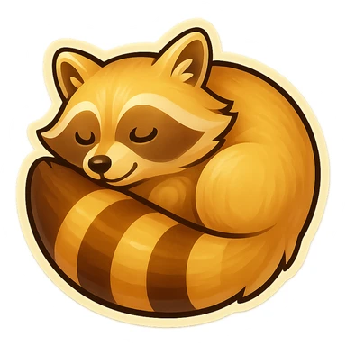 Very Light Blonde raccoon sleeping 2d digital art semi realistic  sticker