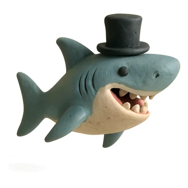 claymation style shark with a top hat sticker