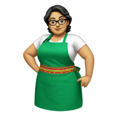 mexican chubby lady green apron  with glasses cooking tacos sticker