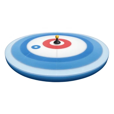 please, An icon featuring the curling rink, with its distinctive circles, and a vibrant crowd in the stands. Snowflakes fall outside the arena, and bright lights illuminate the ice. a curling stone sliding across the ice, with a broom nearby. Transparent background. sticker