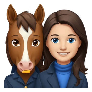 Smiling blue eyed trevor donovan with smiling BROWN eyed danica mckellan with brown eyes and one fully brown horse sticker