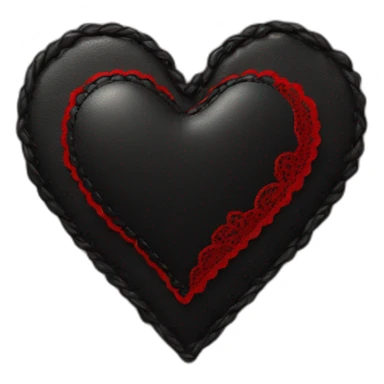 Black leather heart with red lace border sticker