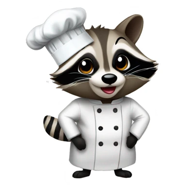 Raccoon dressed as chef giving a chefs kiss sticker