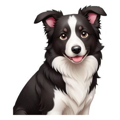 A cute  little  Black and white Border Collie and cherry blossom sticker