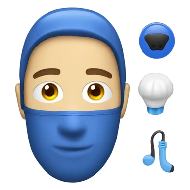 man wearing safety ski mask, helmet safety and earplug sticker