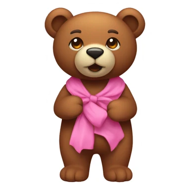 Osito de peluche marrón con laso rosa  sticker