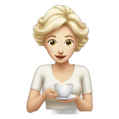White lady spilling on a tea sticker