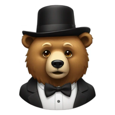 Bear with bow tie and black hat sticker