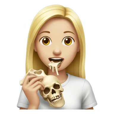 girl eating bone sticker