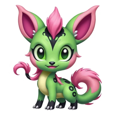 Colorful furry Exotic Meloetta-Virizion-Venom-Stitch-Fakémon-creature-hybrid sticker