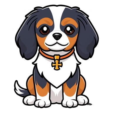 A cross eyed King Charles caviler spaniel  sticker