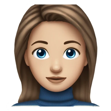 beautiful woman, straight brown hair, blue eyes, striped knit sweater sticker
