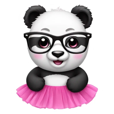 Panda with a pink tutu and glasses  sticker