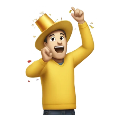 Person unenthusiastically celebrating with a part hat and confetti sticker