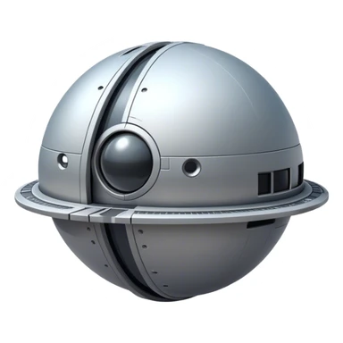 a realistic, spherical spaceship shaped like a ball, with a smooth surface and minimalistic details. Use a plain background. sticker