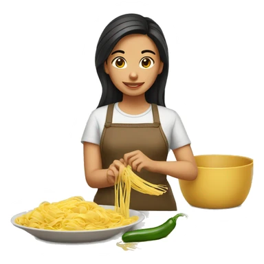 mexican girl making pasta sticker