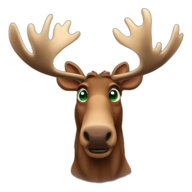 reate my future mascot, a moose who seems friendly, and trustworthy He must be brown with big round green eyes. sticker