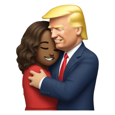 Trump and Kamala hugging sticker