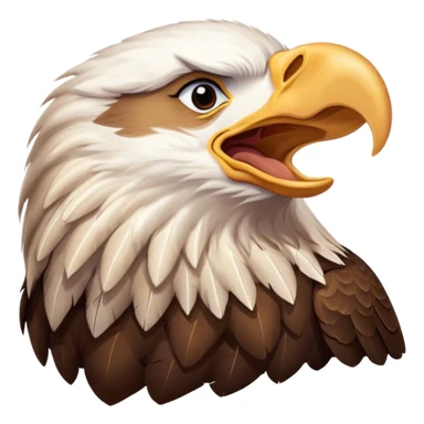 Cinematic Cute Yawning American Eagle Portrait Emoji, Head tilted slightly with a dramatic, wide-open yawn, showcasing a stately form with gently drooping feathers and sleepy, half-closed eyes, Simplified yet irresistibly adorable features, highly detailed, glowing with a soft, cozy majestic glow, high shine, relaxed yet expressive, stylized with a dash of whimsical aerial charm, soft glowing outline, capturing the essence of a drowsy yet affectionate American eagle that appears ready to stretch out for a nap! sticker