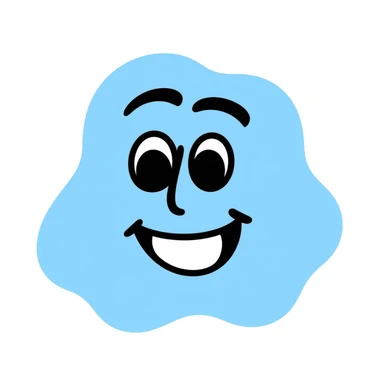 hand-drawn doodle of a blue face looking silly sticker