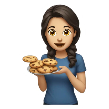 young woman dark hair brown eyes eating cookies sticker