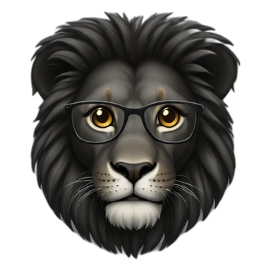 Black lion with glasses sticker