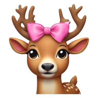 Cute deer with pink bow on its head sticker