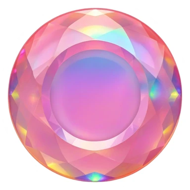 round cut pink fire opal gemstone with holographic rainbow fire inside sticker