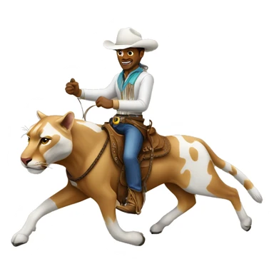 White Cowboy riding a cougar  sticker