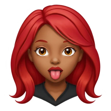 Black Girl sticking out tongue long red hair brown eyes pretty lips  sticker