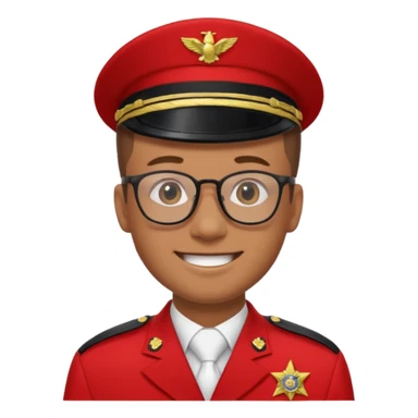 Smiling military man with glasses in red uniform sticker