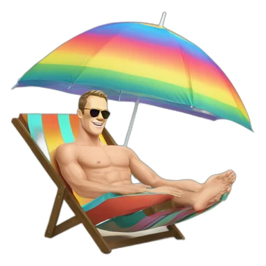 Jonathan Toews as beach bum under rainbow umbrella sticker