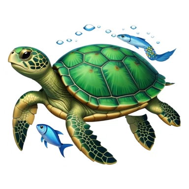 Turtle with fish  sticker