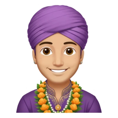 white indian groom holding garland sticker