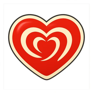 Edit Wall’s ice cream logo heart with red and white colors, smooth lines, no text. Create pulse animation frame 3 with the largest size. Sticker style for presentation on transparent background. sticker