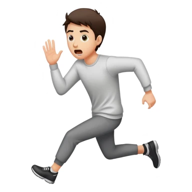 Person running away in fear, glancing back over shoulder with terrified expression sticker