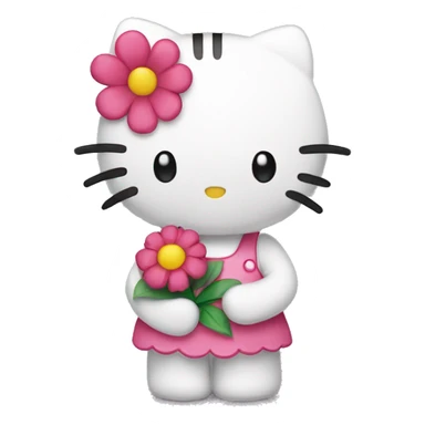 hello kitty holding a flower sticker