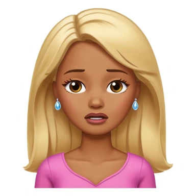 brown skin blonde barbie crying sticker