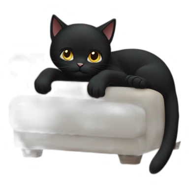 A black cat clawing at a sofa sticker