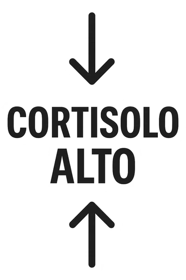Cortisolo alto con freccie che indicano. In italiano sticker