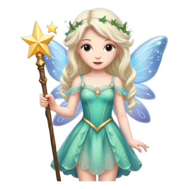 beautiful-haired fairy with a wand sticker